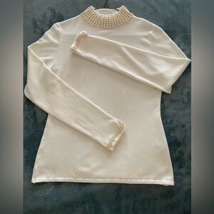 Vintage white with pearls sweater